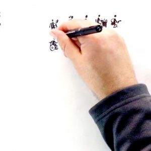 A hand mid-drawing on a whiteboard. The text "Everyone is Different" appears on screen, along with some figures of people with a range of different disabilities.